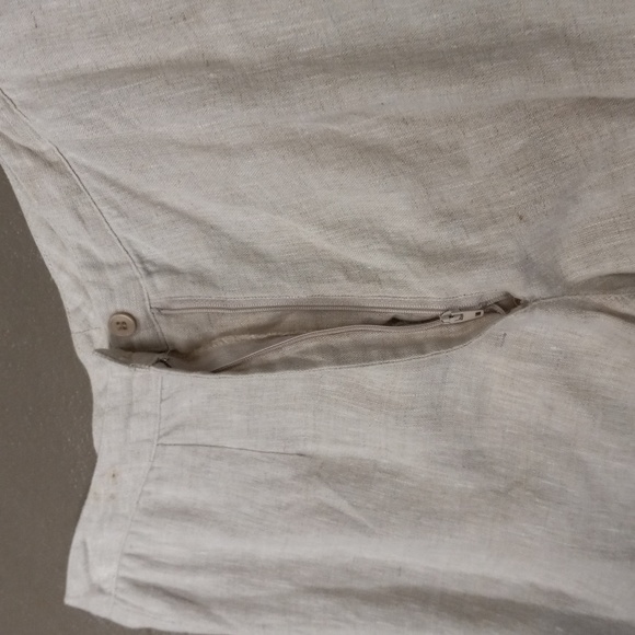 **VINTAGE**CRISTIAN TRAPANI OATMEAL COLORED 100% LINEN CAPRIS WITH POCKETS - Picture 11 of 16